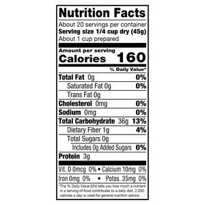 Nutrition facts Vigo 2 lbs Heirloom Basmati Rice