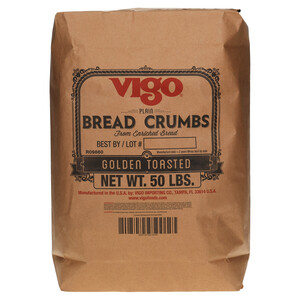 First image Vigo 50 lbs Plain Golden Toasted Bread Crumbs