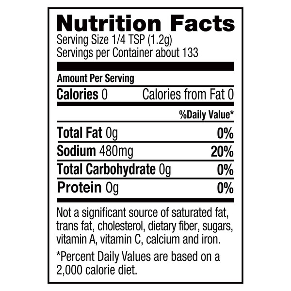 Nutrition facts Alessi 5.64 oz Coarse Sea Salt Grinder