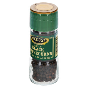 Right three-quarter view of Alessi 1.34 oz Black Pepper Grinder