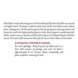 Instructions Alessi 16 oz Organic Linguine