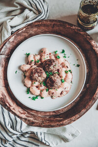 Baked Pesto Pork Meatballs with Creamy Gnocchi - blog