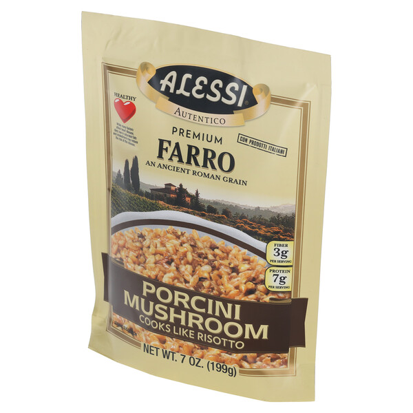 Right three-quarter view of Alessi 7 oz Porcini Mushroom Farro