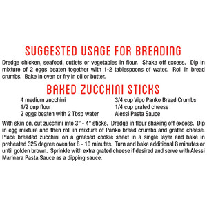 Instructions Vigo 8 oz Plain Panko Bread Crumbs