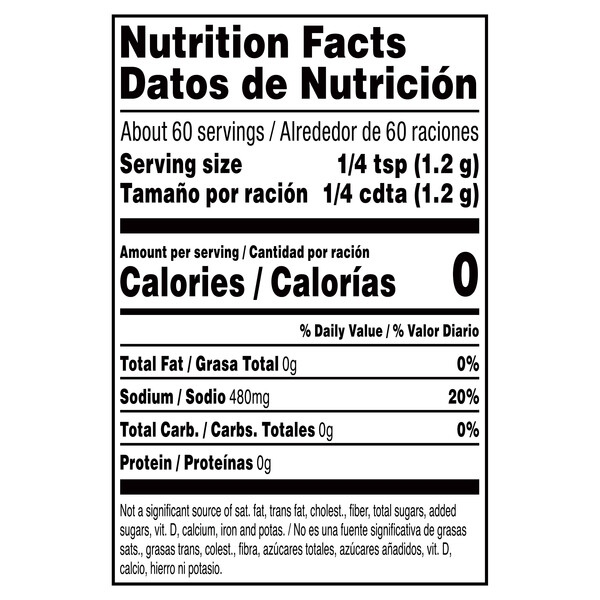 Nutrition facts Alessi 2.83 oz Sea Salt Grinder