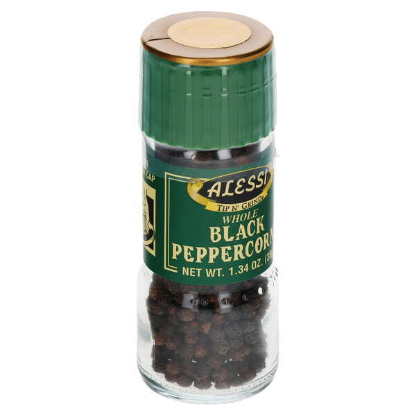 Left three-quarter view Alessi 1.34 oz Black Pepper Grinder