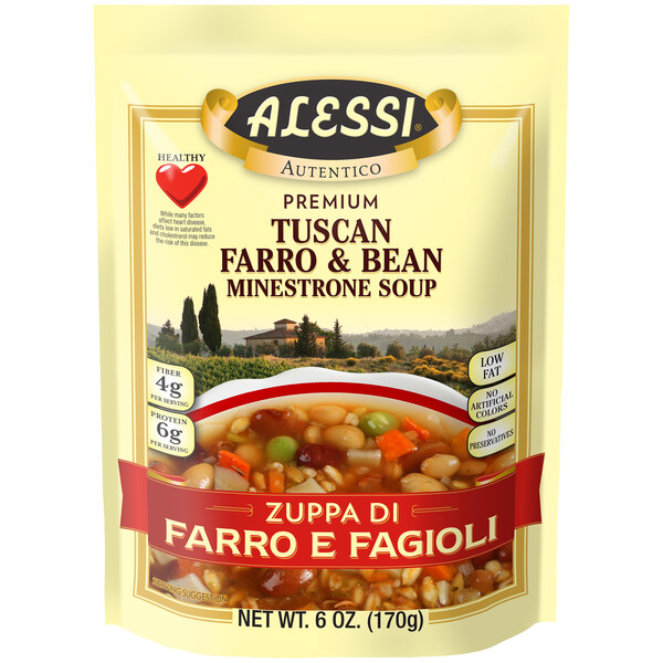 First image Alessi 6 oz Tuscan Farro & Bean Minestrone Soup