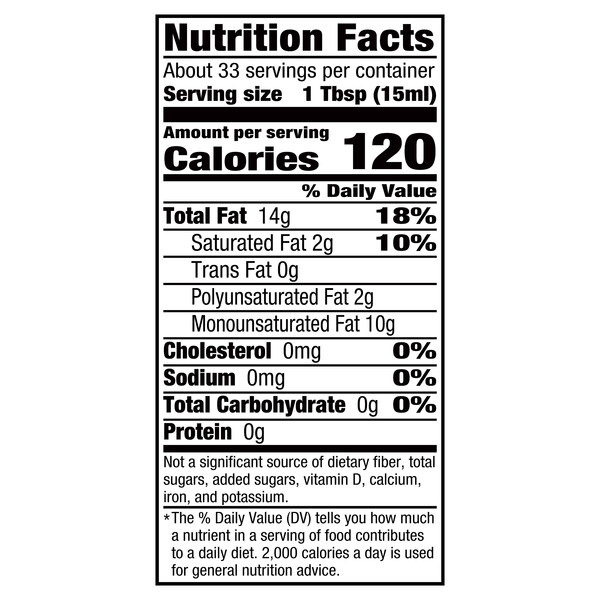 Nutrition facts Vigo 17 fl. oz Vigo Pure Olive Oil