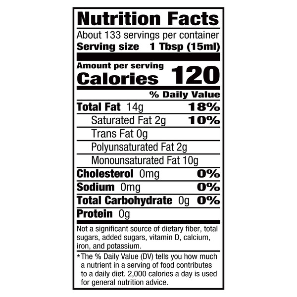 Nutrition facts Vigo 68 oz Pure Olive Oil
