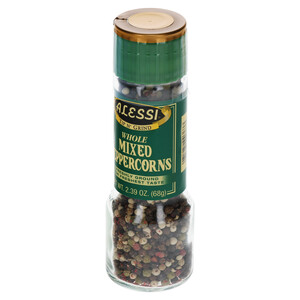 Right three-quarter view of Alessi 2.39 oz Whole Mixed Peppercorns Grinder