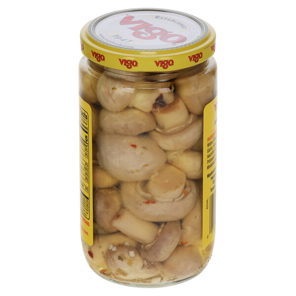 Back and top Vigo 12 oz Marinated Mushrooms
