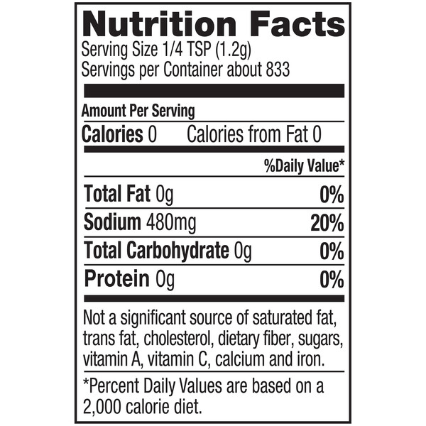 Nutrition facts Alessi 2.2 lbs Kosher Sea Salt