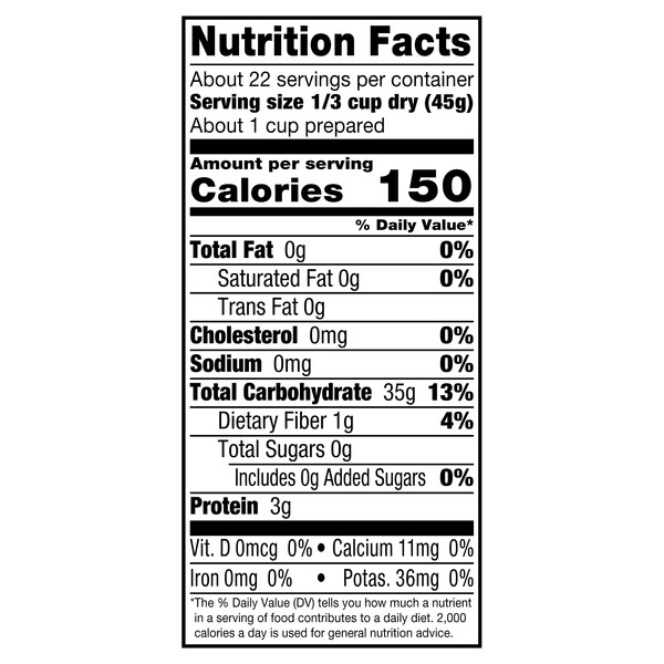Nutrition facts Vigo 2.2 lbs Arborio Rice